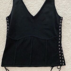 The Limited Black V‑Neck Tank with Side Lace‑Up